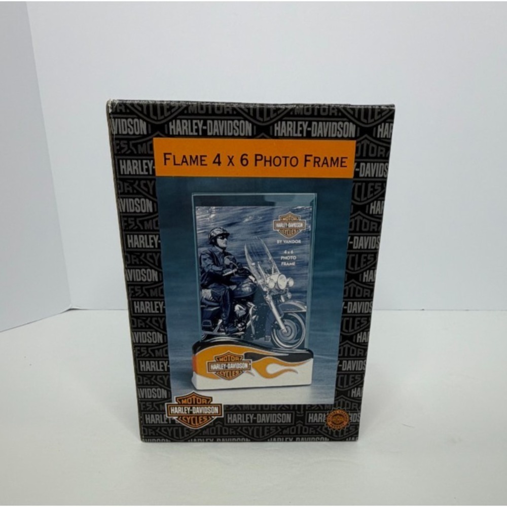 Harley Davidson Flames Photo Frame/Stand 4x6 Vertical New Vandor Rare Tank Swoop